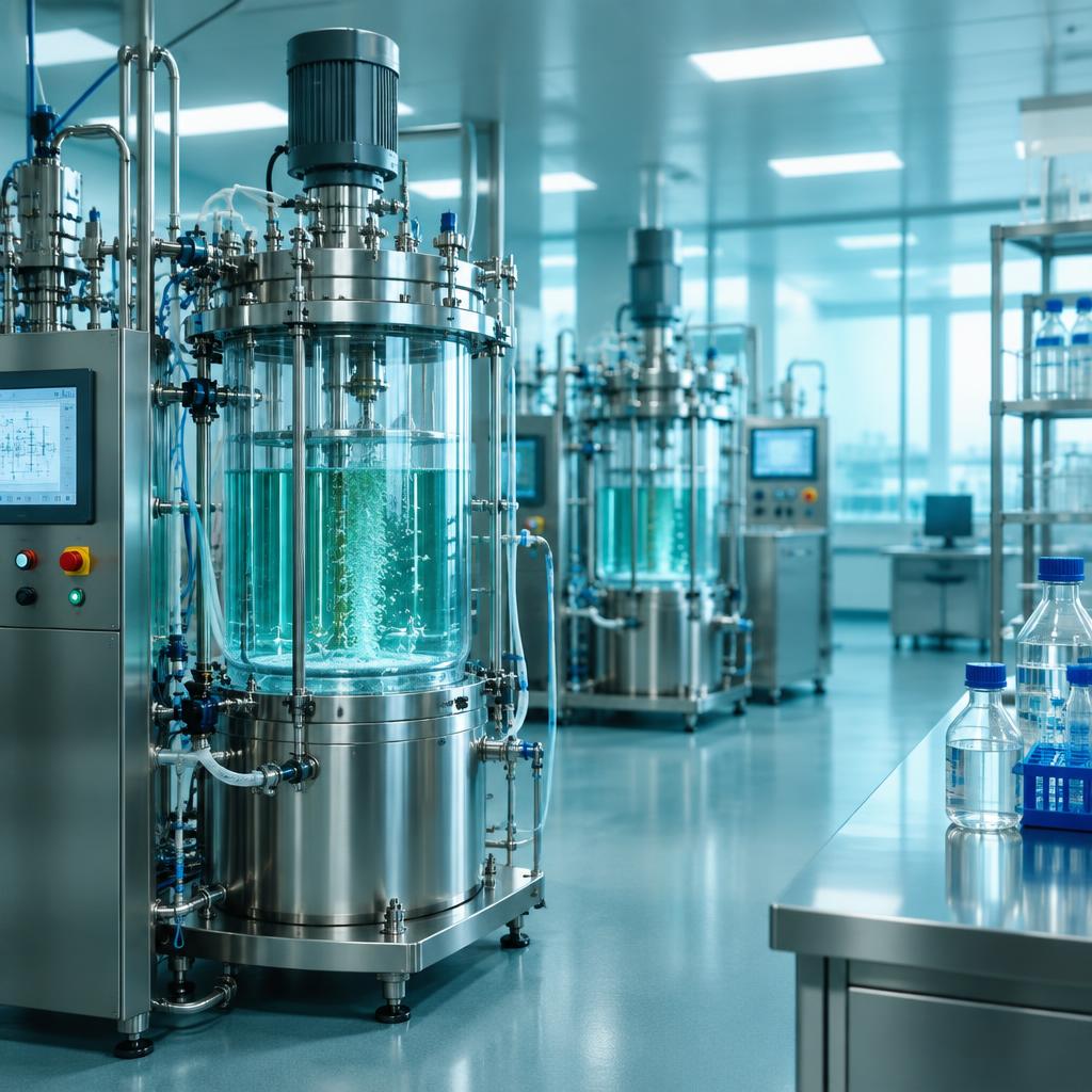 Bioreactor equipment in a modern biotechnology laboratory